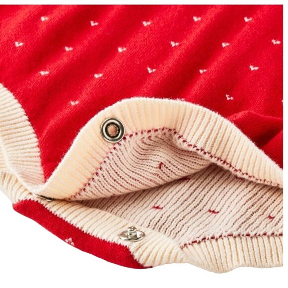 Baby Girls Christmas Romper Bodysuit With Ruffled Collar Red & White  78 - Picture 4 of 4